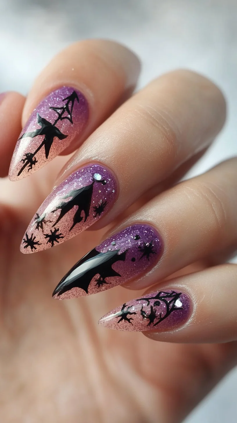 Enchanting Ombre with Spooky Silhouettes for Perfectly Polished Nails