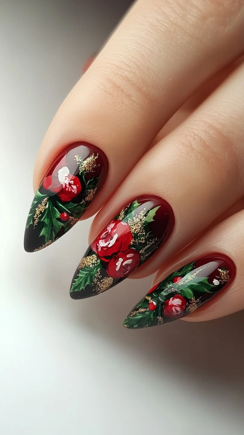 Festive Elegance: Capture Holiday Cheer with Gorgeous Floral Nail Art