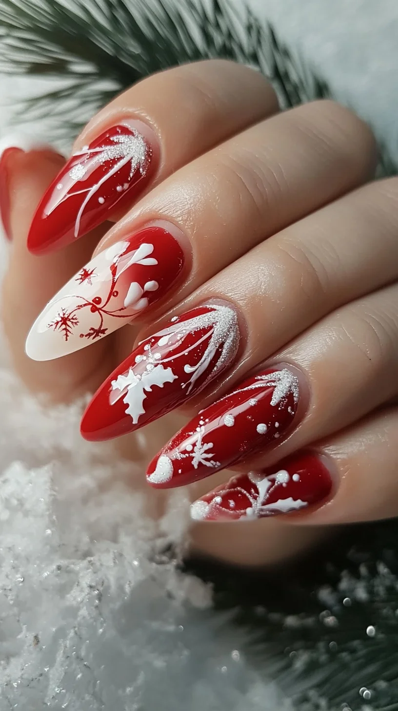 Festive Elegance: Stunning Red and White Holiday Nail Art for the Season