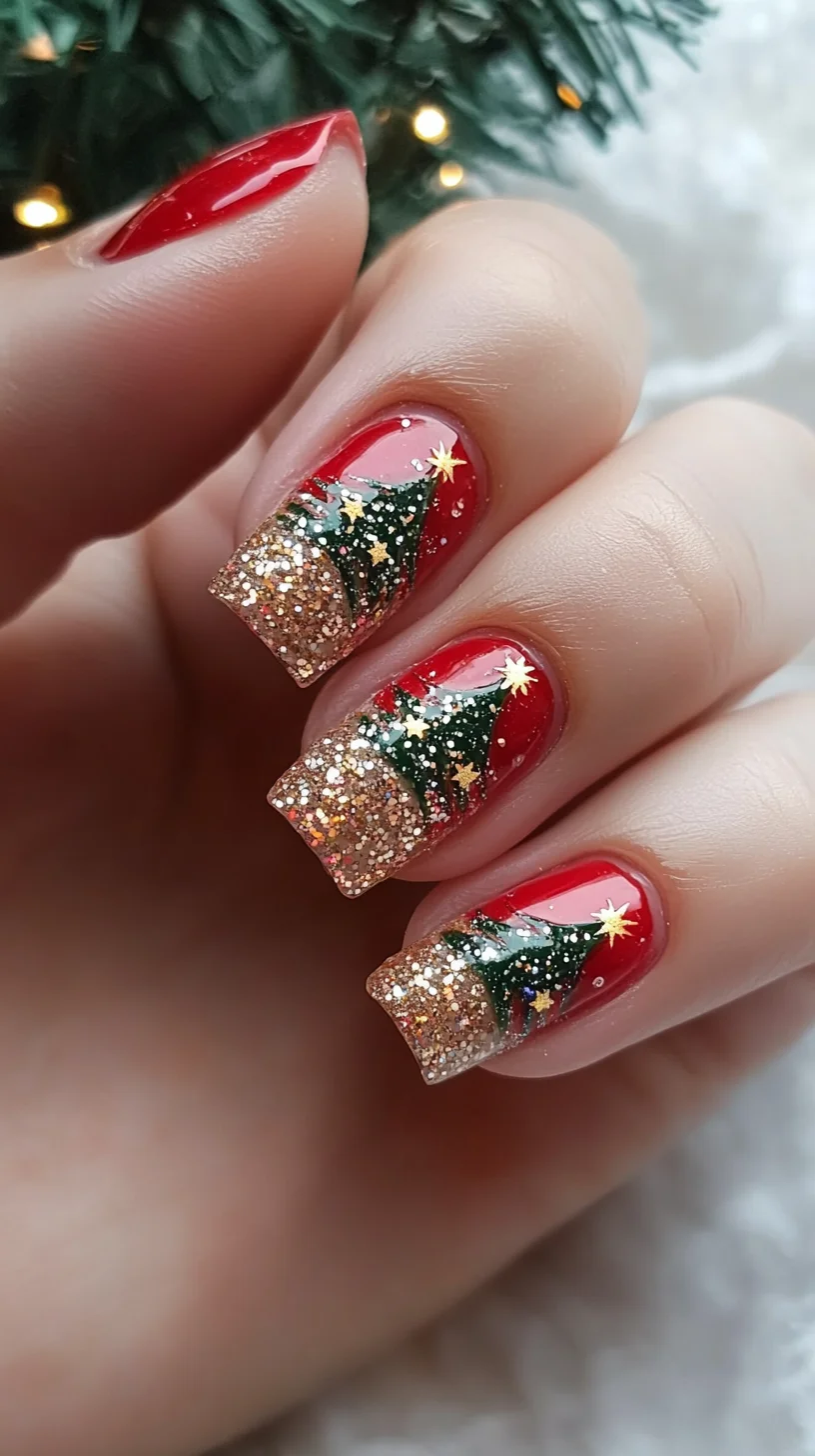 Festive Flair: Glittering Christmas Tree Nails for a Sparkling Holiday Season