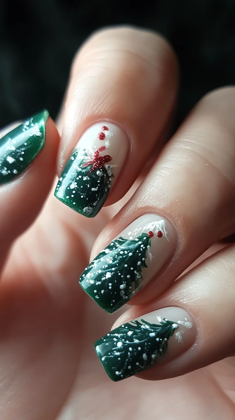 Festive Forest: Celebrate the Holidays with Elegant Christmas Tree Nail Art