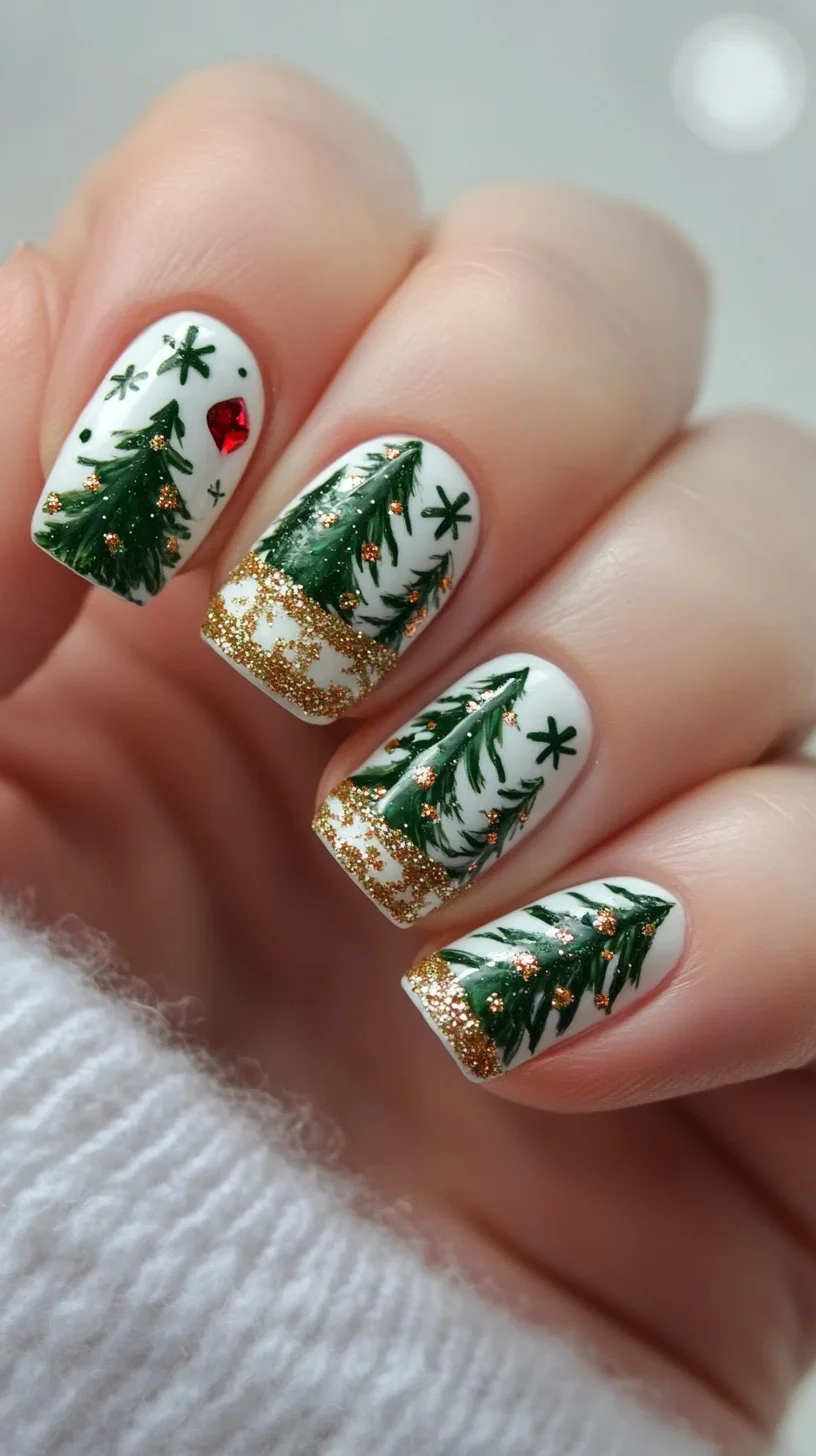 Festive Forest Whimsy: Embrace Holiday Cheer with Stunning Christmas Nail Art!