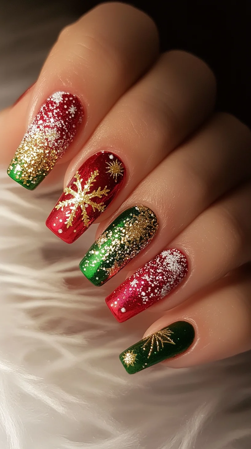 Festive Glam: Dazzling Holiday Nail Art with Sparkling Flair