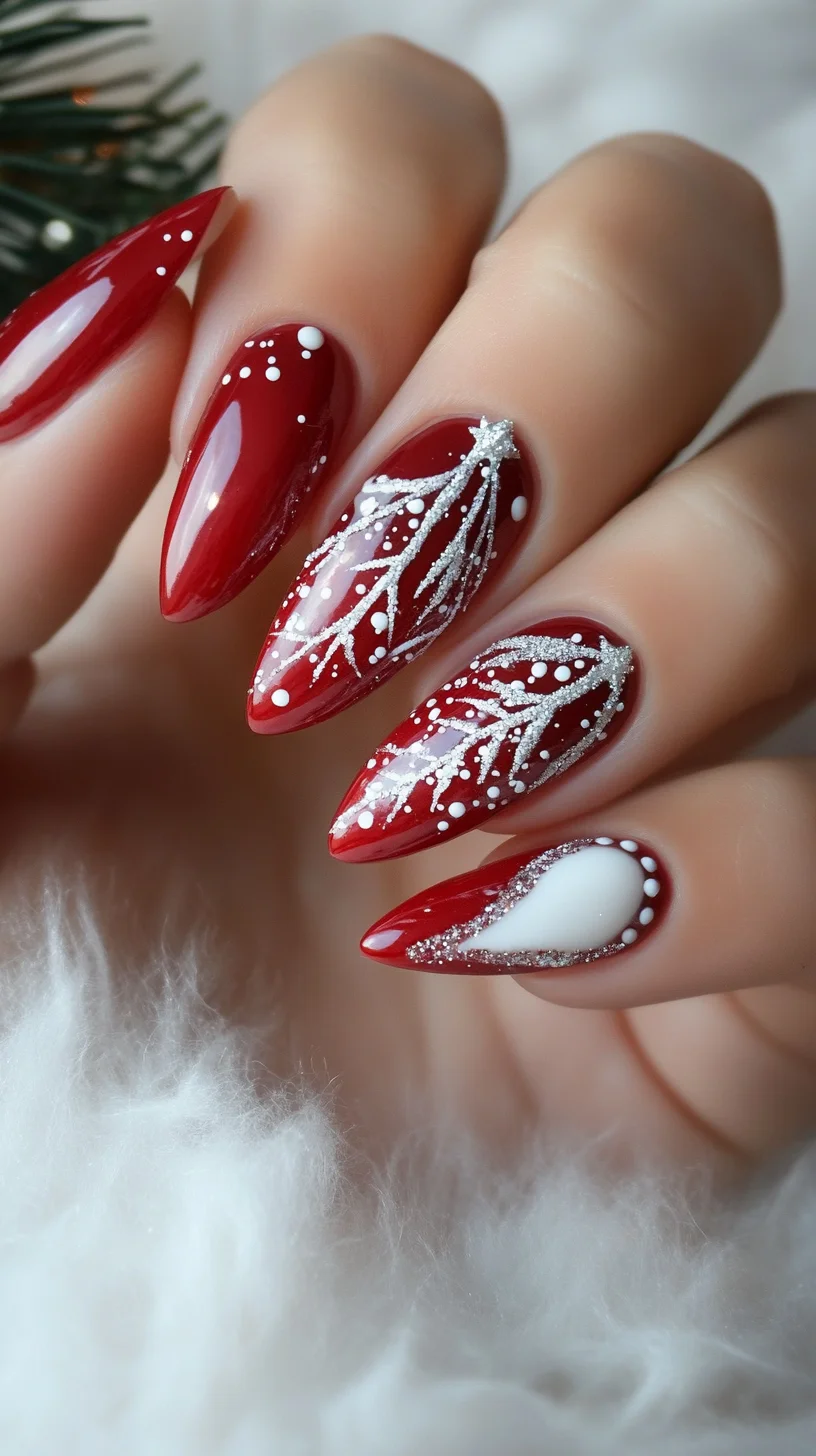 Festive Glamour: Stunning Red and White Nail Art for the Holiday Season