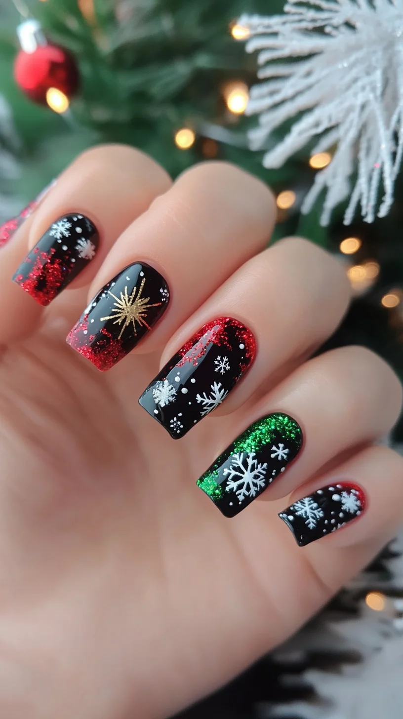 Festive Glitter and Snowflakes: A Holiday Nail Art Showstopper