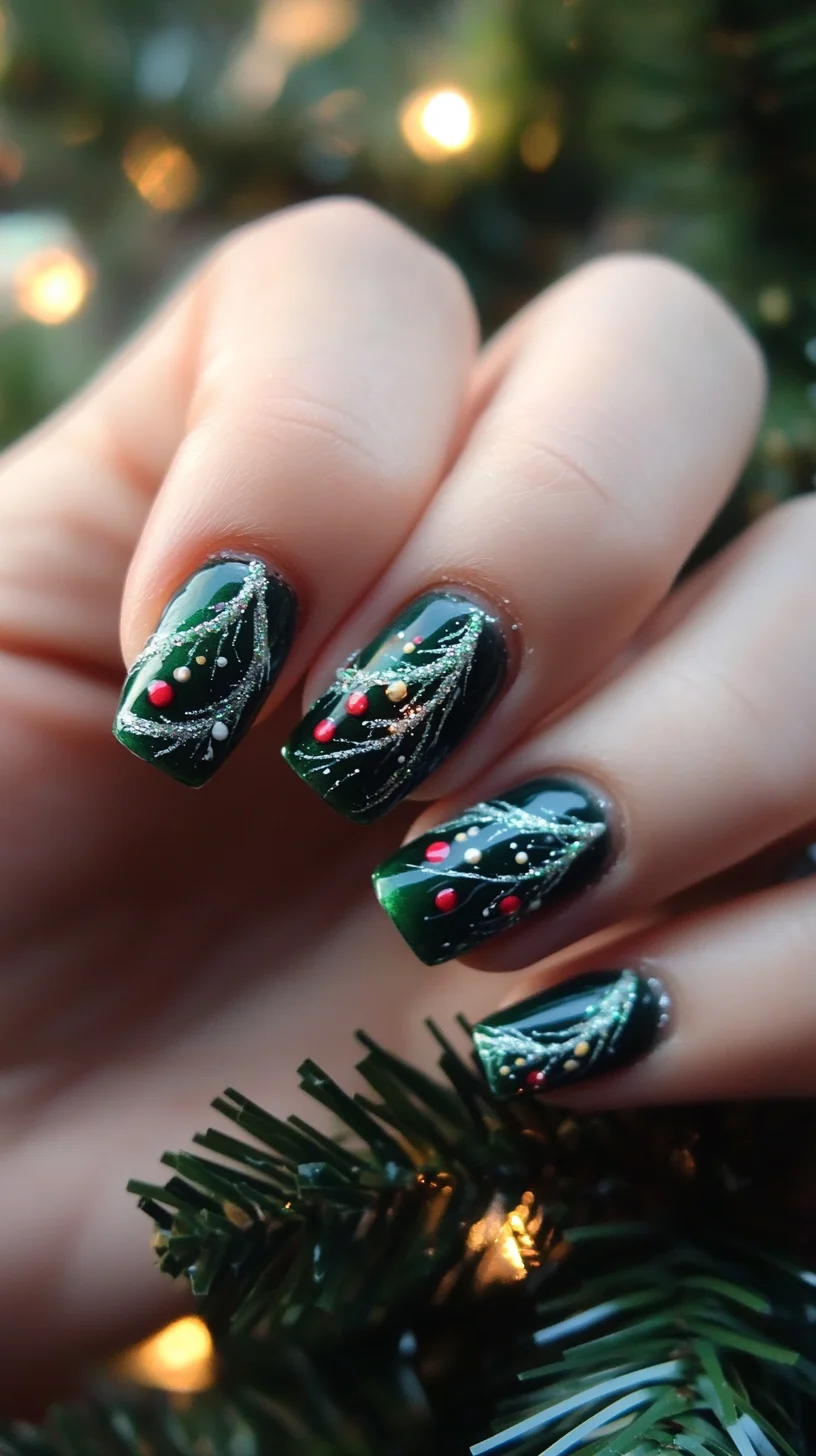 Festive Green Glam: Nail Art Inspired by Holiday Cheer
