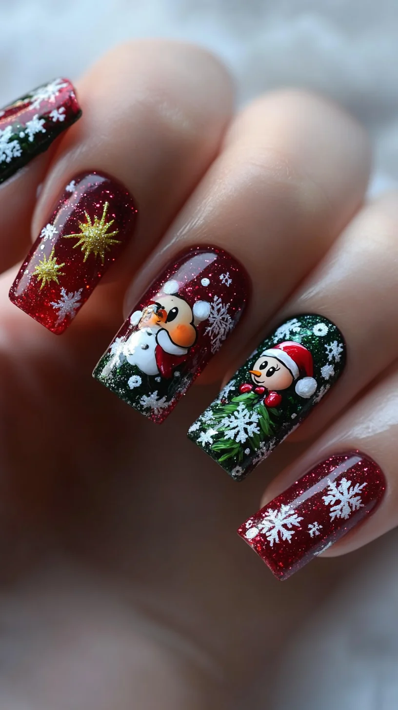 Festive Winter Wonderland Nails: Celebrate with Cheerful Holiday Designs!