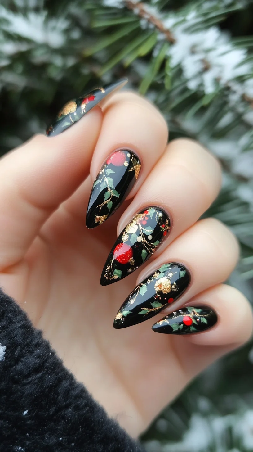 Glamorous Black Floral Finesse: Elevate Your Nail Game this Season!