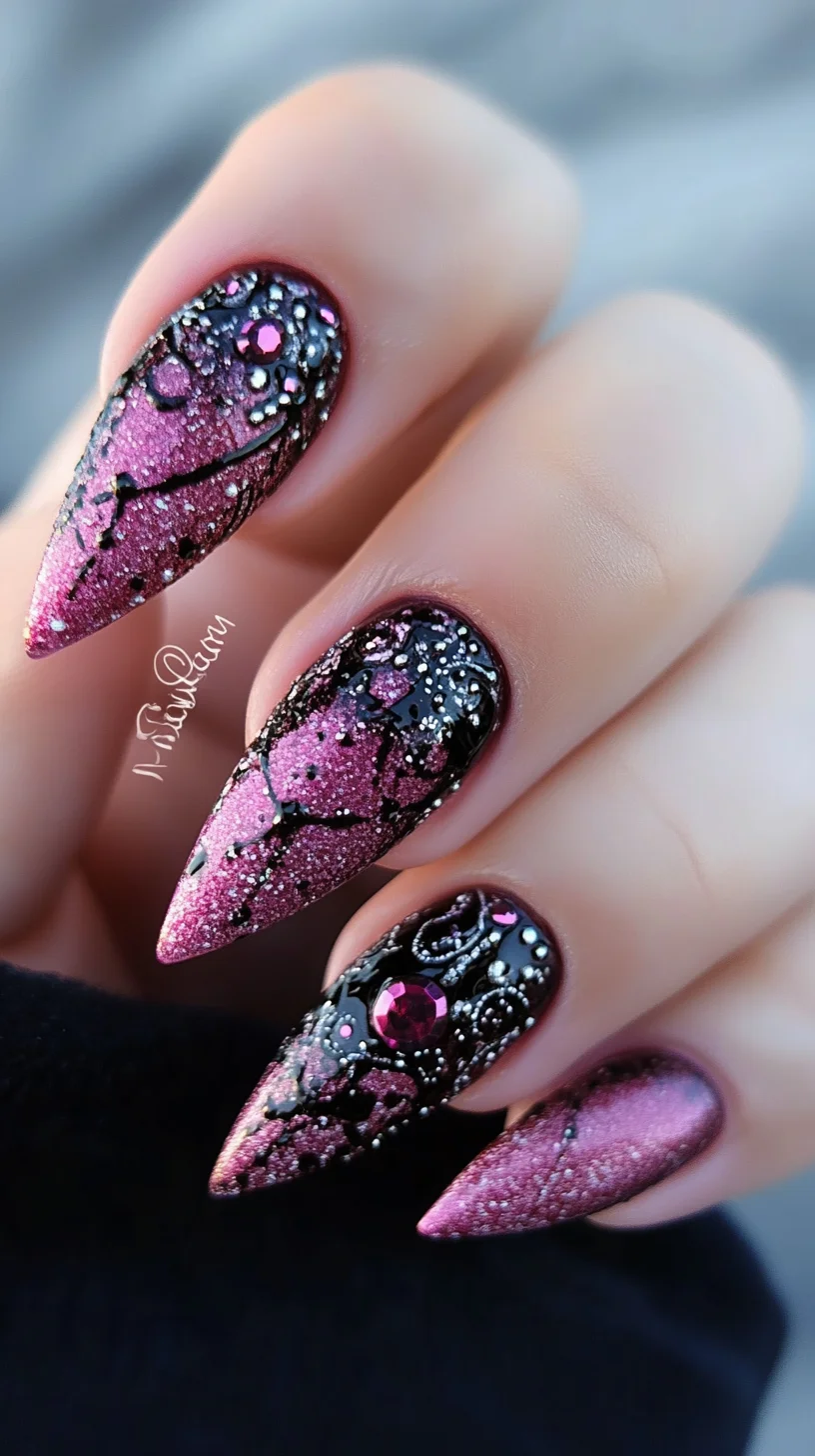 Glamorous Glitter and Geometric Elegance: A Striking Nail Art Trend