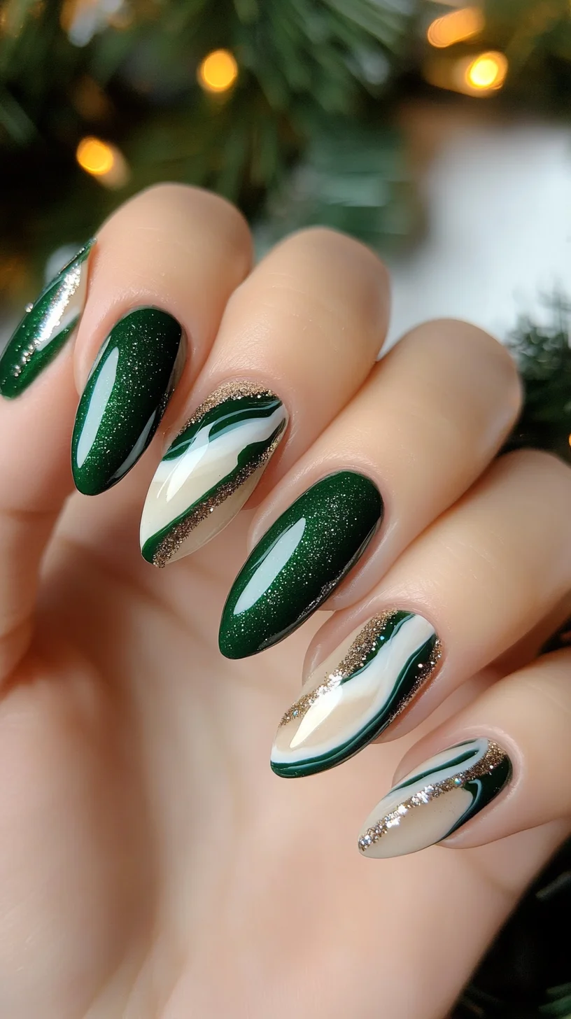 Glamorous Green Glitter: The Ultimate Festive Nail Art Style