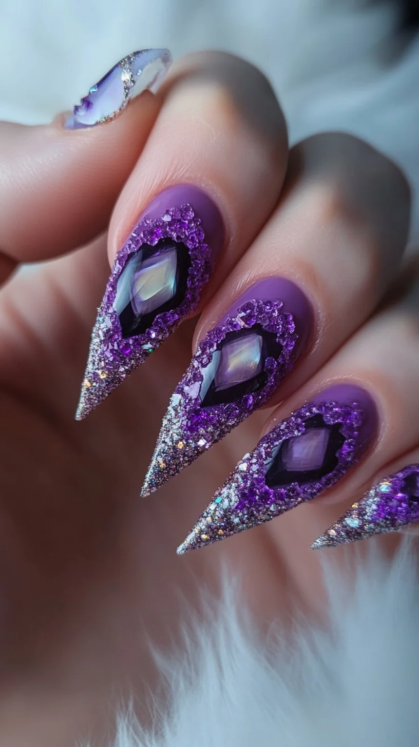 Glamorous Purple Stiletto Nails: A Dazzling Statement of Elegance