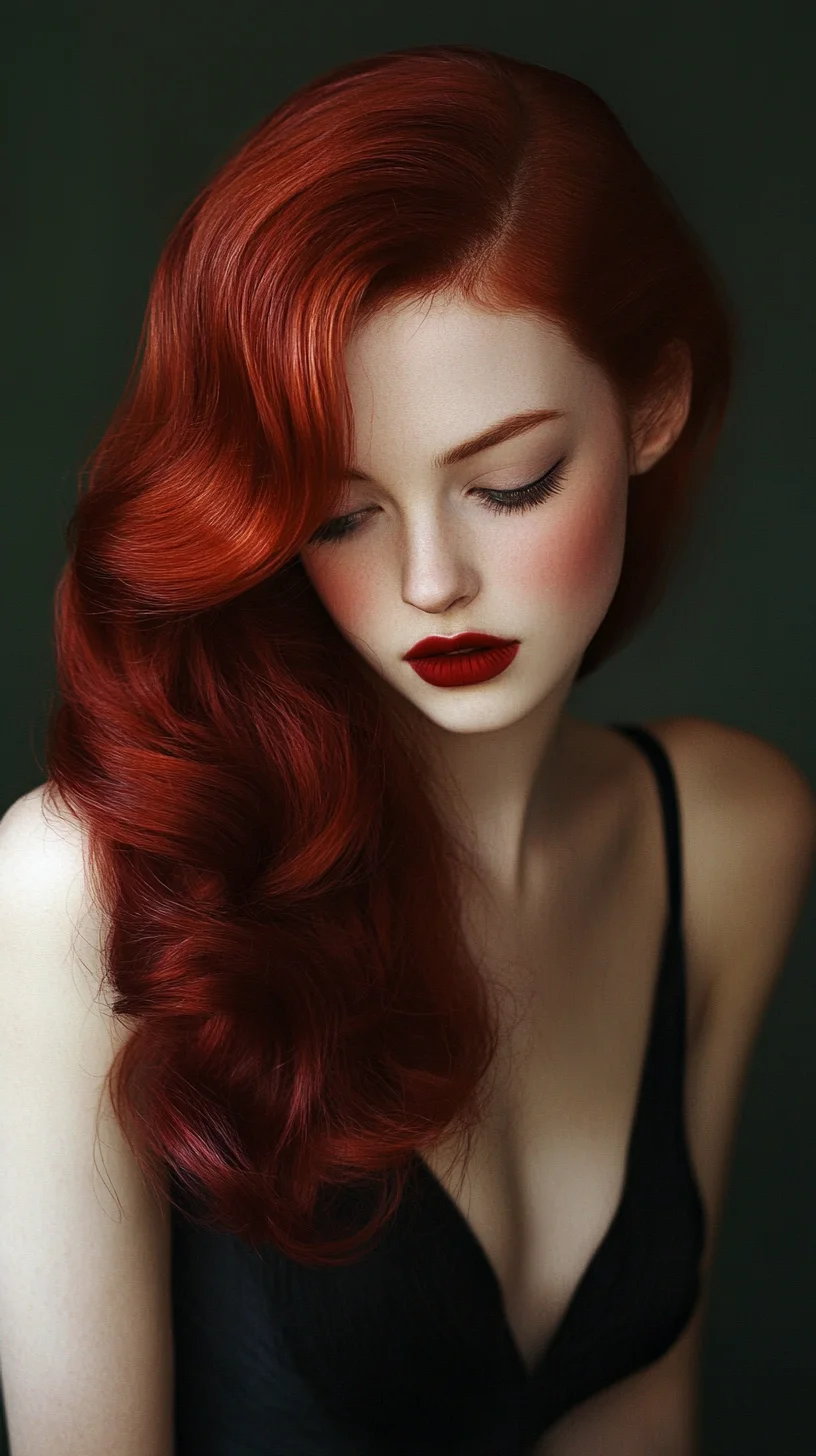 Glamorous Vintage Waves: A Timeless Redhead Elegance