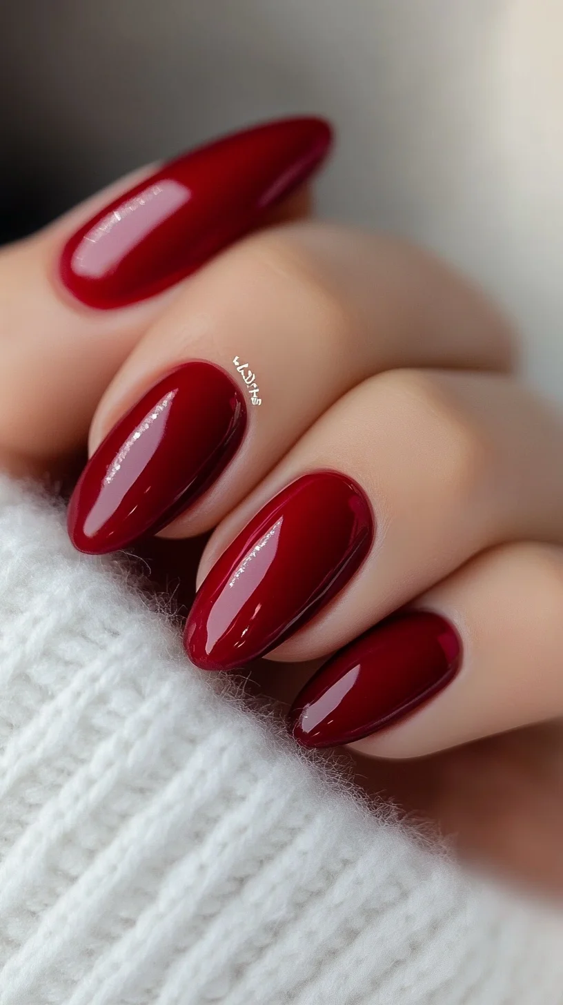 Glamorously Bold: The Eye-Catching Allure of Deep Red Almond Nails