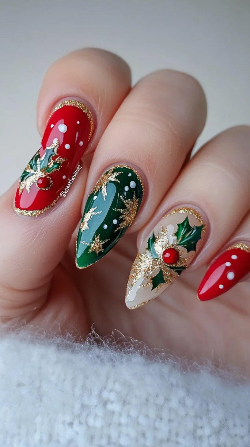 Heading: Festive Glam: Embrace Holiday Cheer with Luxurious Nail Art
