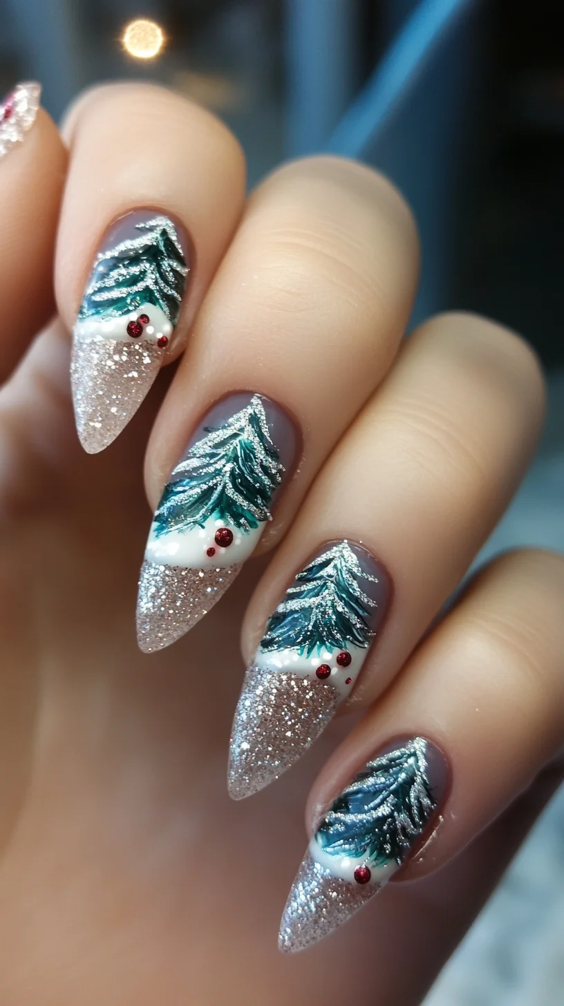 Holiday Glam: Sparkling Tree-Inspired Nail Art for Festive Vibes