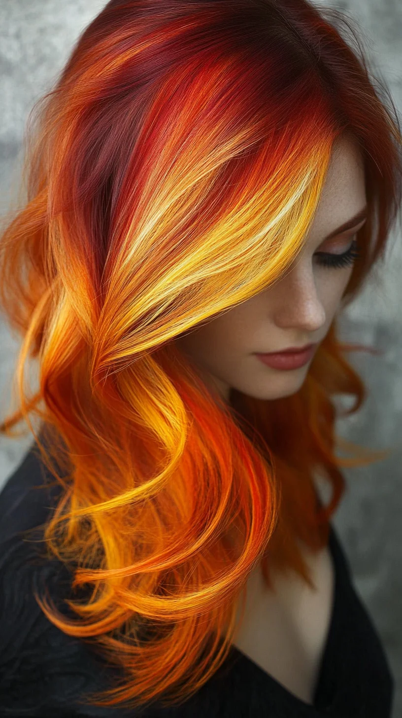 Ignite Your Look with Fiery Ombre Waves: The Perfect Blend of Red and Gold