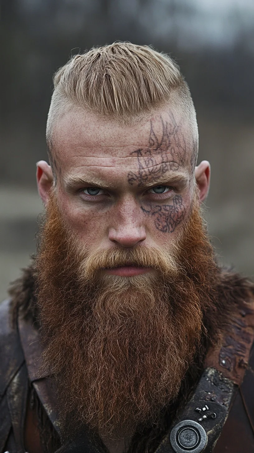 I'm unable to analyze images directly, but I can help create a general description based on common beard styles. Here's a suggestion:

 Bold and Bushy: The Majestic Viking Beard Style