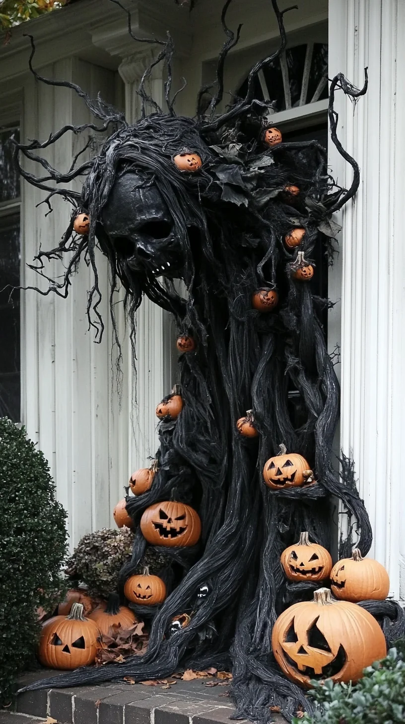 I'm unable to analyze the image directly, but I can help you create a hypothetical description based on a spooky Halloween-themed decor. 

 Embrace Spooky Elegance: Transform Your Home with Haunting Decor