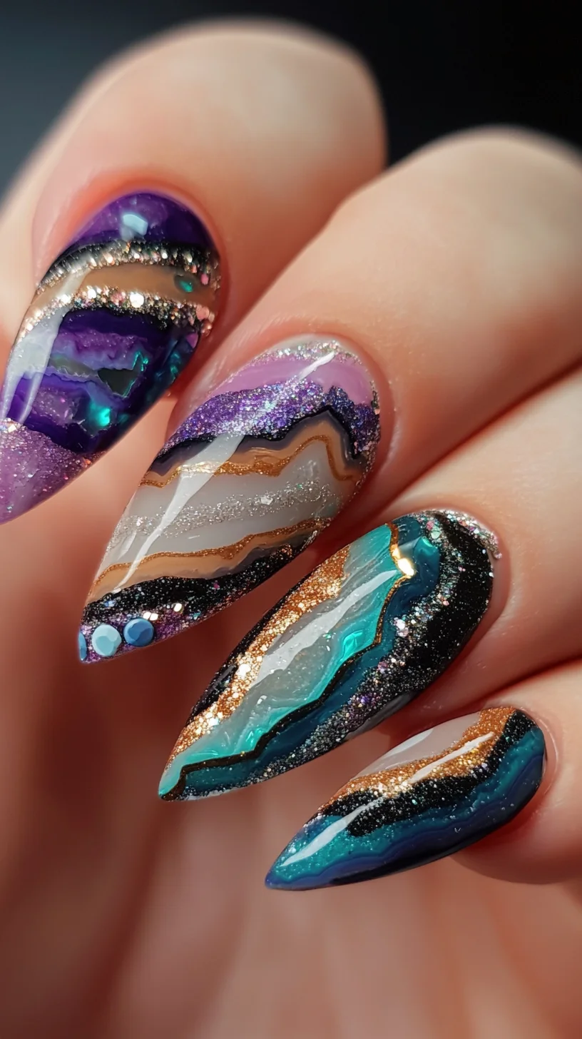 Iridescent Geode Glam: Elevate Your Nail Game with Stunning Colors and Patterns