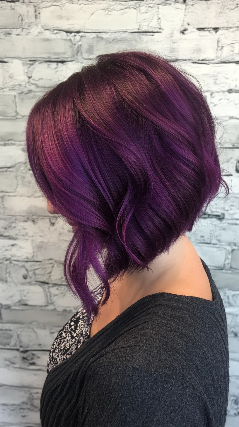 Luscious Layered Lavender: A Chic Shoulder-Length Bob for Bold Beauties