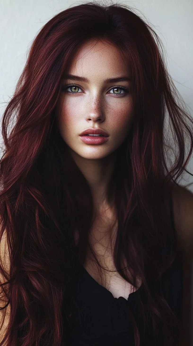 Luscious Long Layers in Bold Burgundy for Effortless Glam
