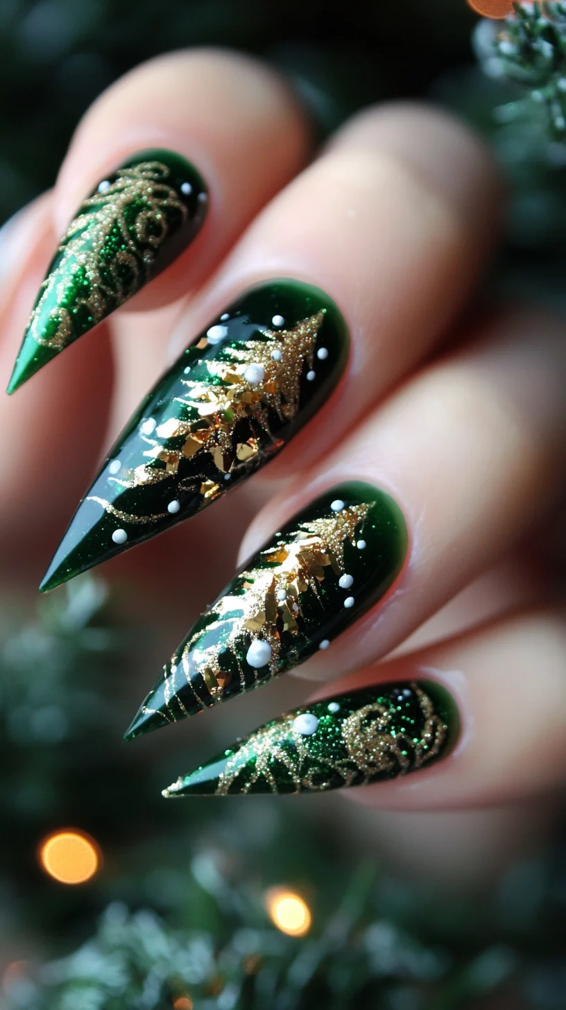 Lush Evergreen Elegance: Discover the Allure of Festive Green Nail Art