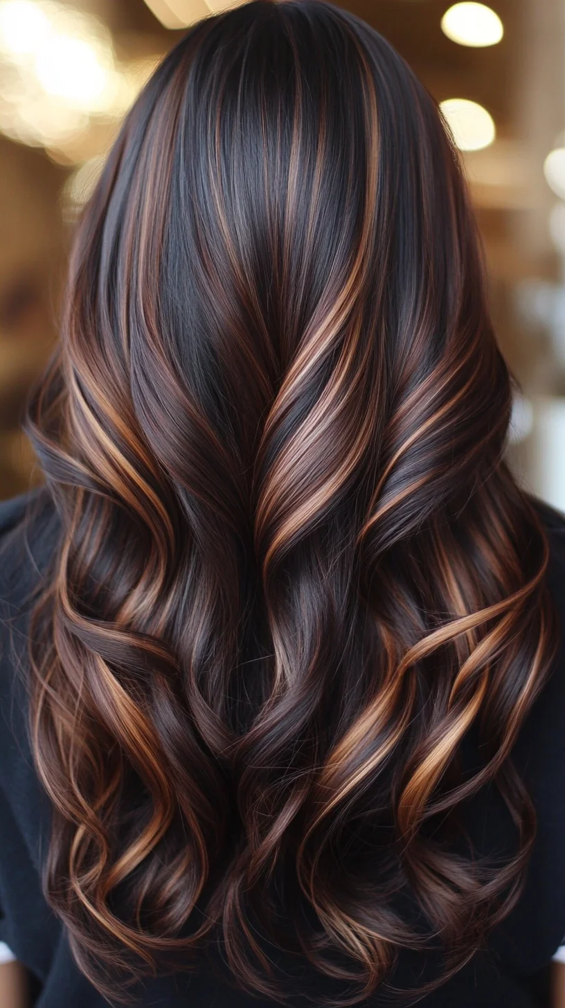 Luxurious Dark Chocolate Waves with Warm Caramel Highlights