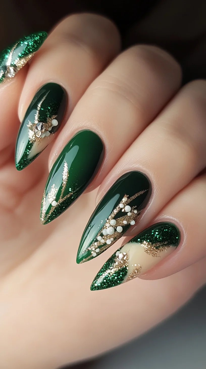 Luxurious Emerald Elegance: Nail Art That Dazzles with Depth and Glamour