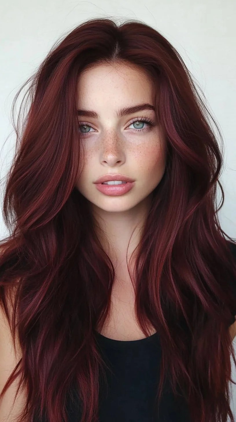 Luxurious Long Waves with Bold Burgundy Highlights