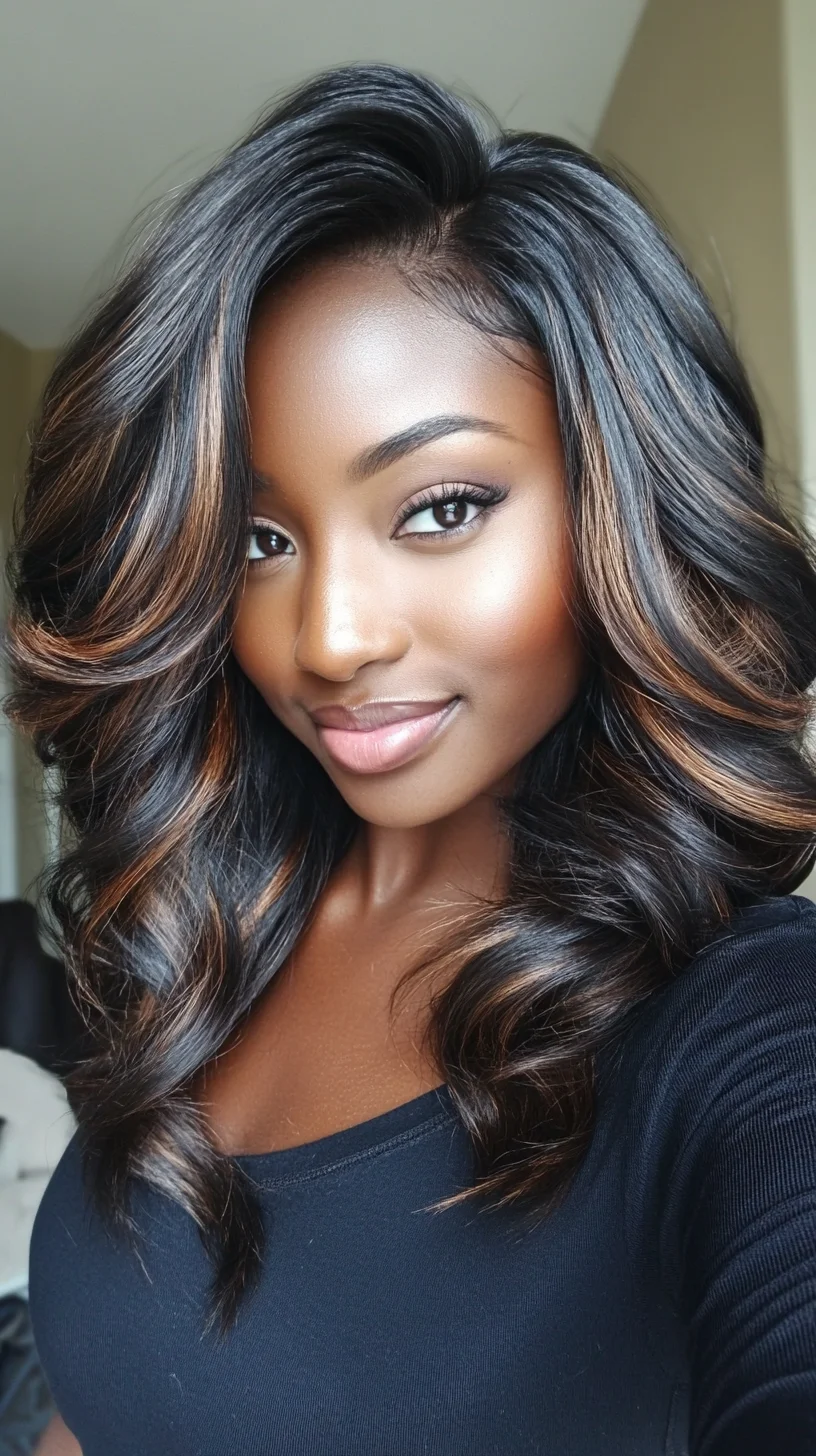 Luxurious Long Waves with Radiant Highlights for Effortless Glam