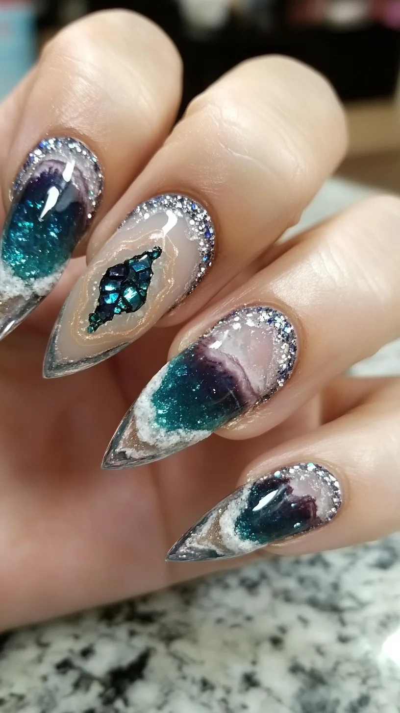 Mesmerizing Geode-Inspired Nail Art: A Sparkling Touch of Elegance