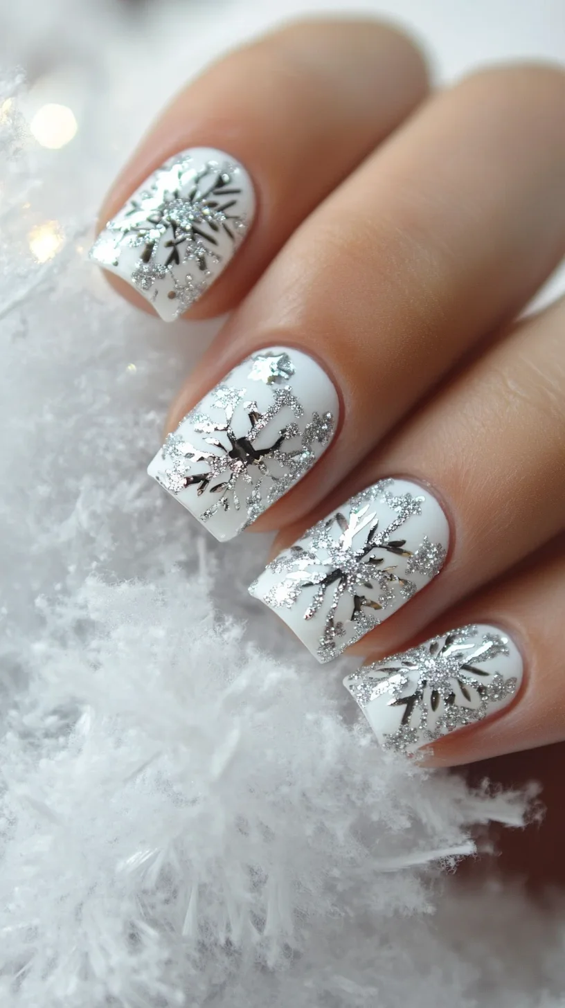 Nail Enchantment: Sparkling Winter Wonderland in White and Silver