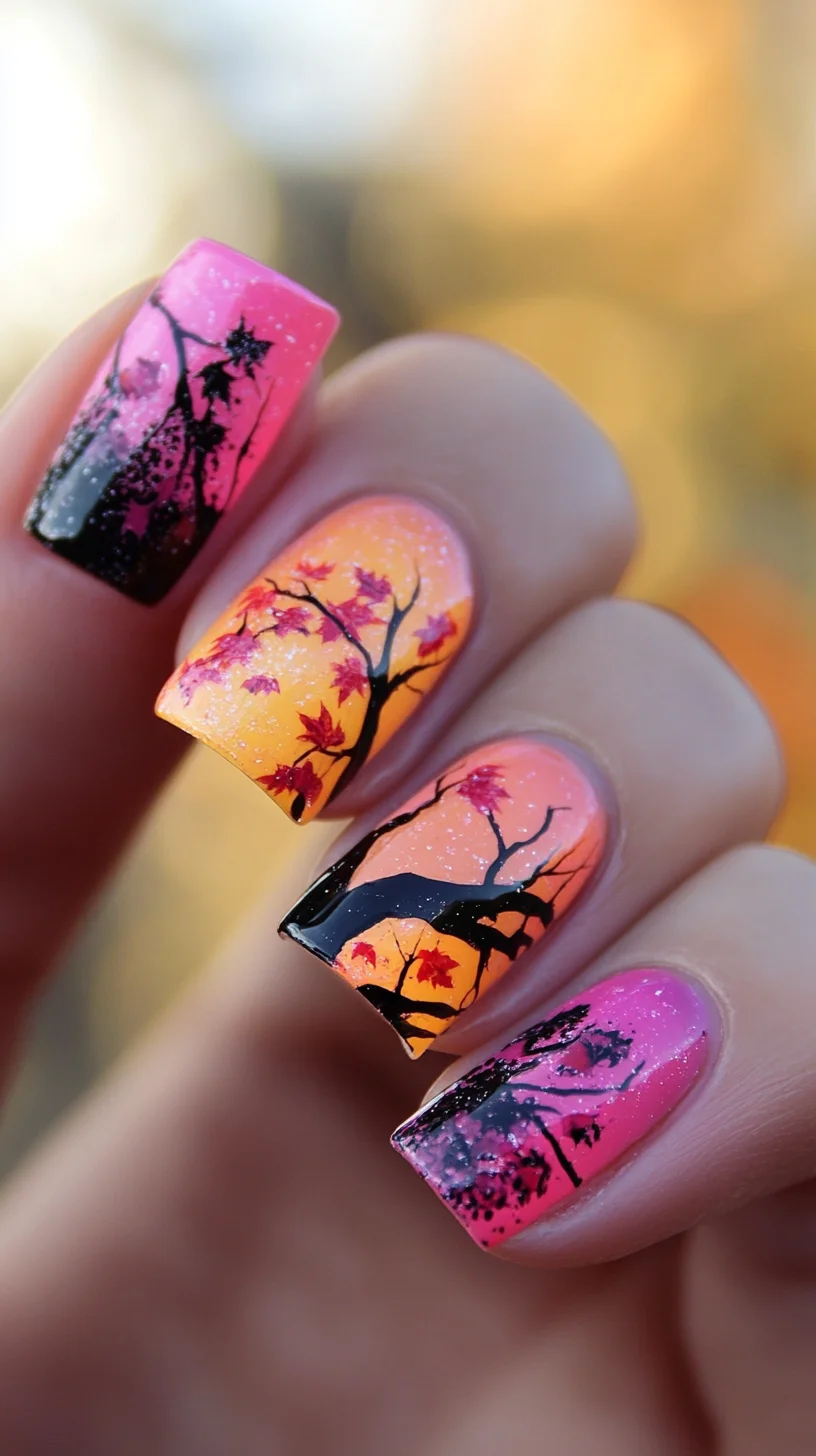 Nature-Inspired Ombre Nail Art: Captivating Autumn Vibes at Your Fingertips
