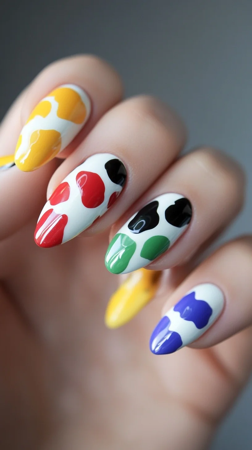 Playful Pops of Color: Embrace the Funky Cow Print Nail Trend