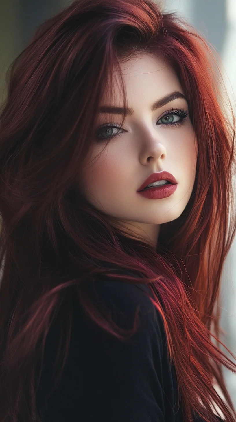 Radiant Layered Waves: Brighten Your Look with Bold Red Tones