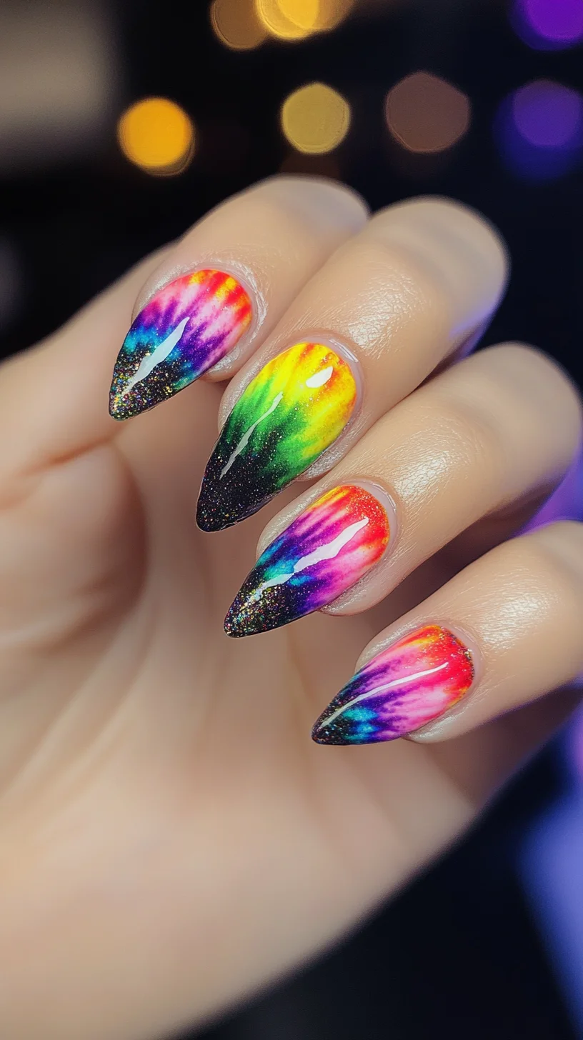 Radiant Ombre Fantasy: A Colorful Twist on Sharp Nail Art