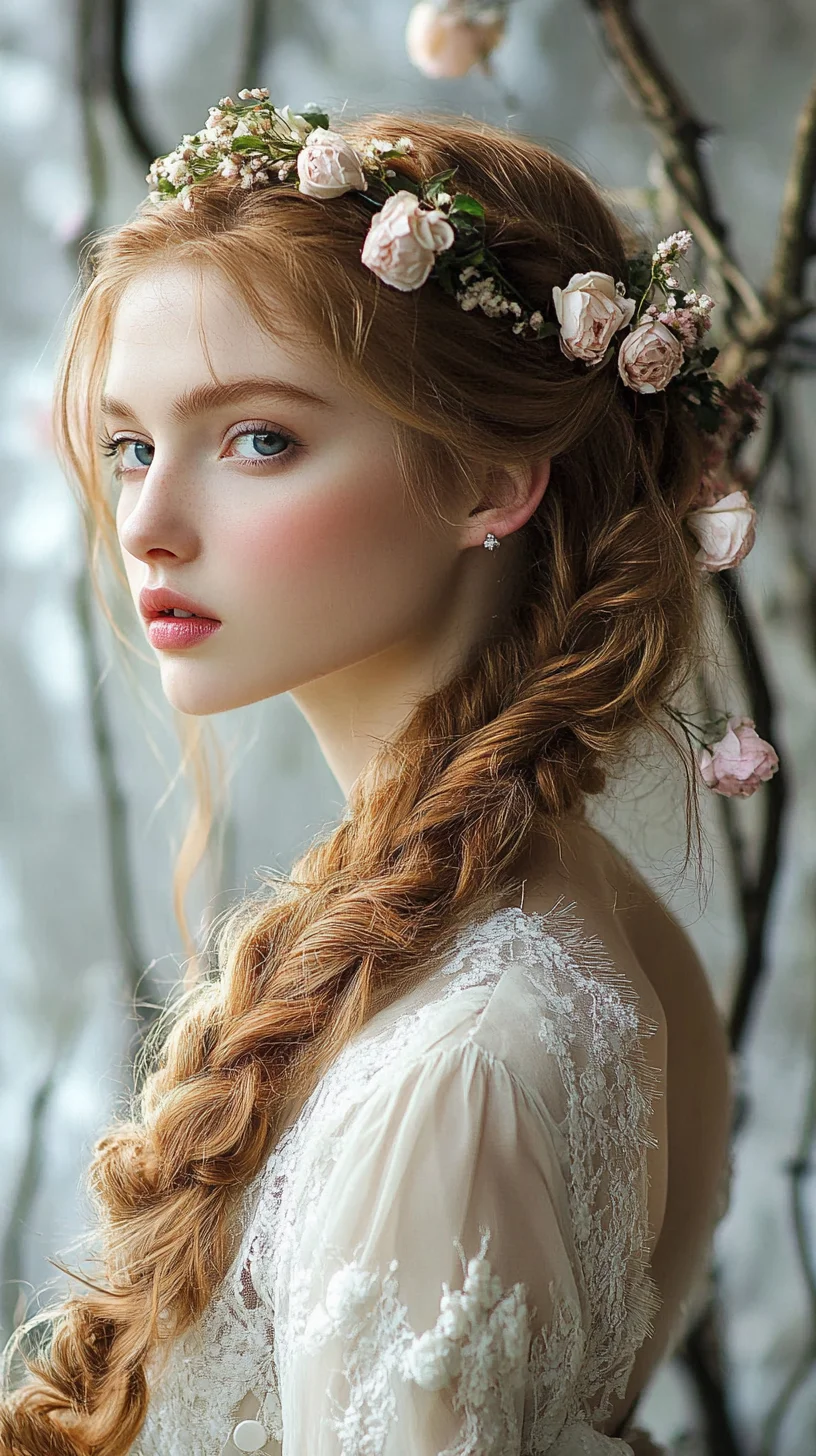 Romantic Boho Braid with Floral Accents for an Ethereal Touch