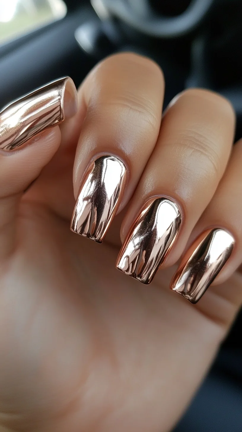 Shine Bright with Stunning Metallic Rose Gold Nail Art: A Luxe Glam Finish