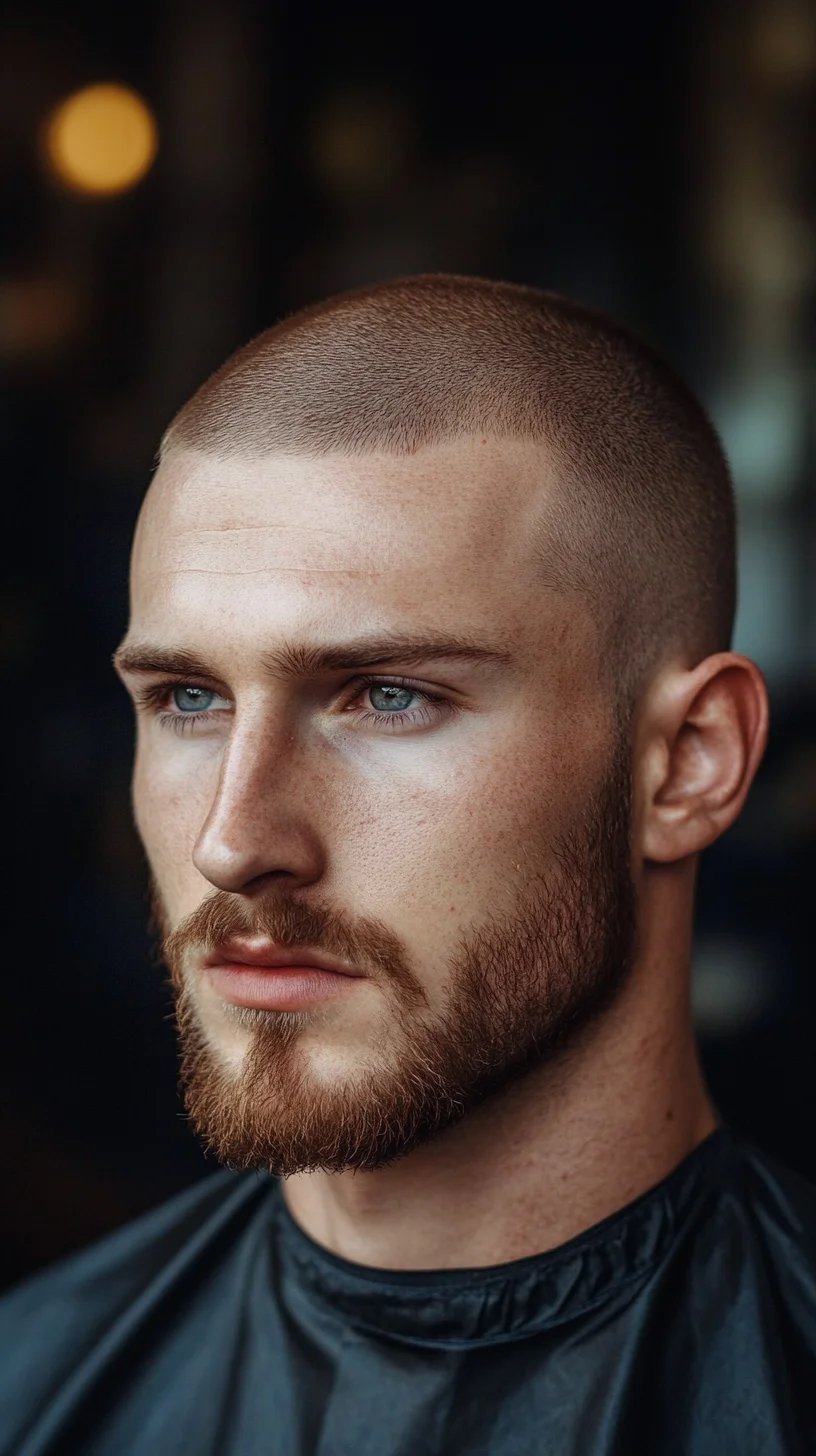 Sleek Confidence: The Modern Buzz Cut with Groomed Beard