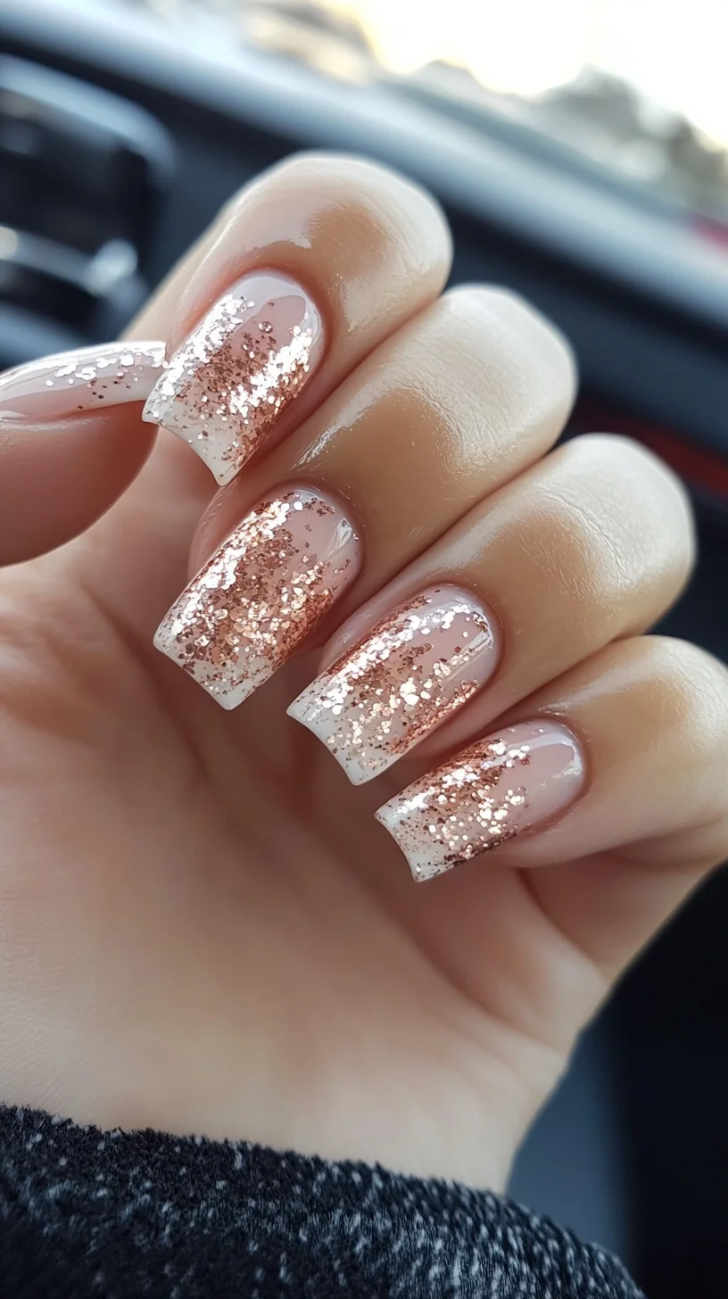 Sparkling Elegance: Stunning Rose Gold Glitter French Tips for Any Occasion