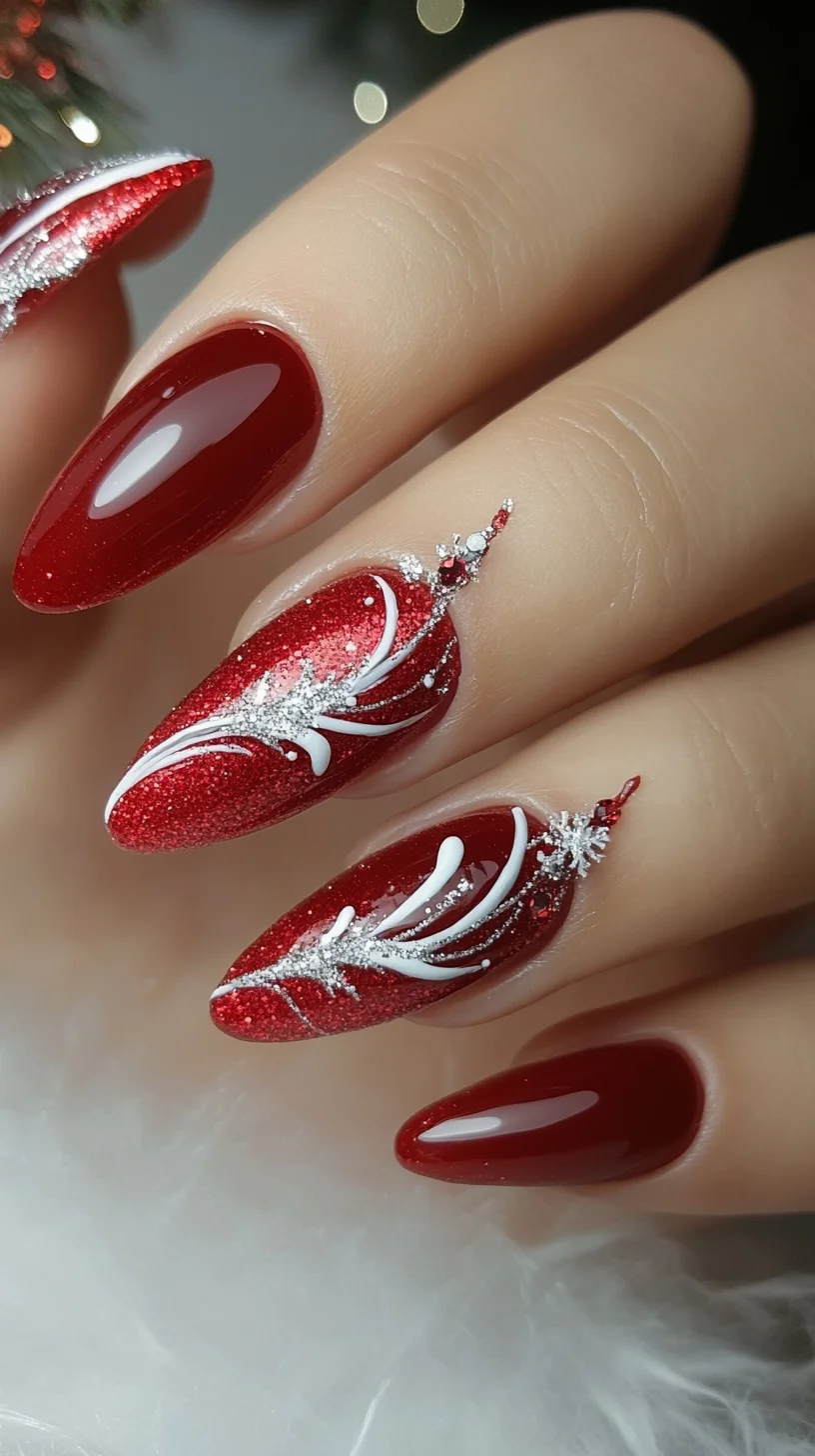 Sparkling Holiday Glam: Capture Festive Elegance with Stunning Red Nails