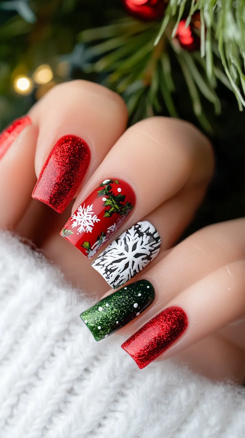 Sparkling Holiday Nails: Festive Glam with Glitter and Cheer
