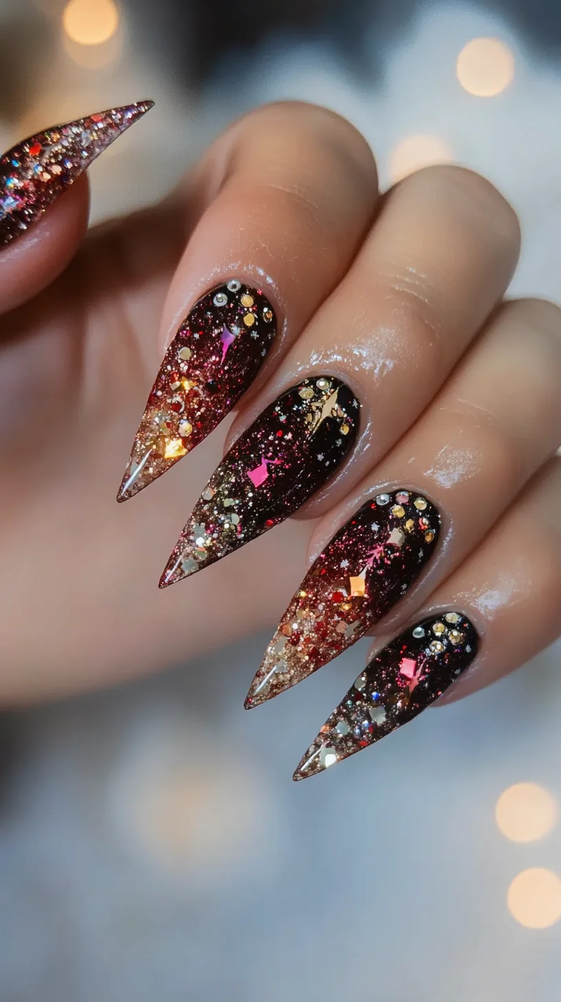 Sparkling Ombre Stiletto Nails: Elevate Your Glam Game with Dazzling Heights