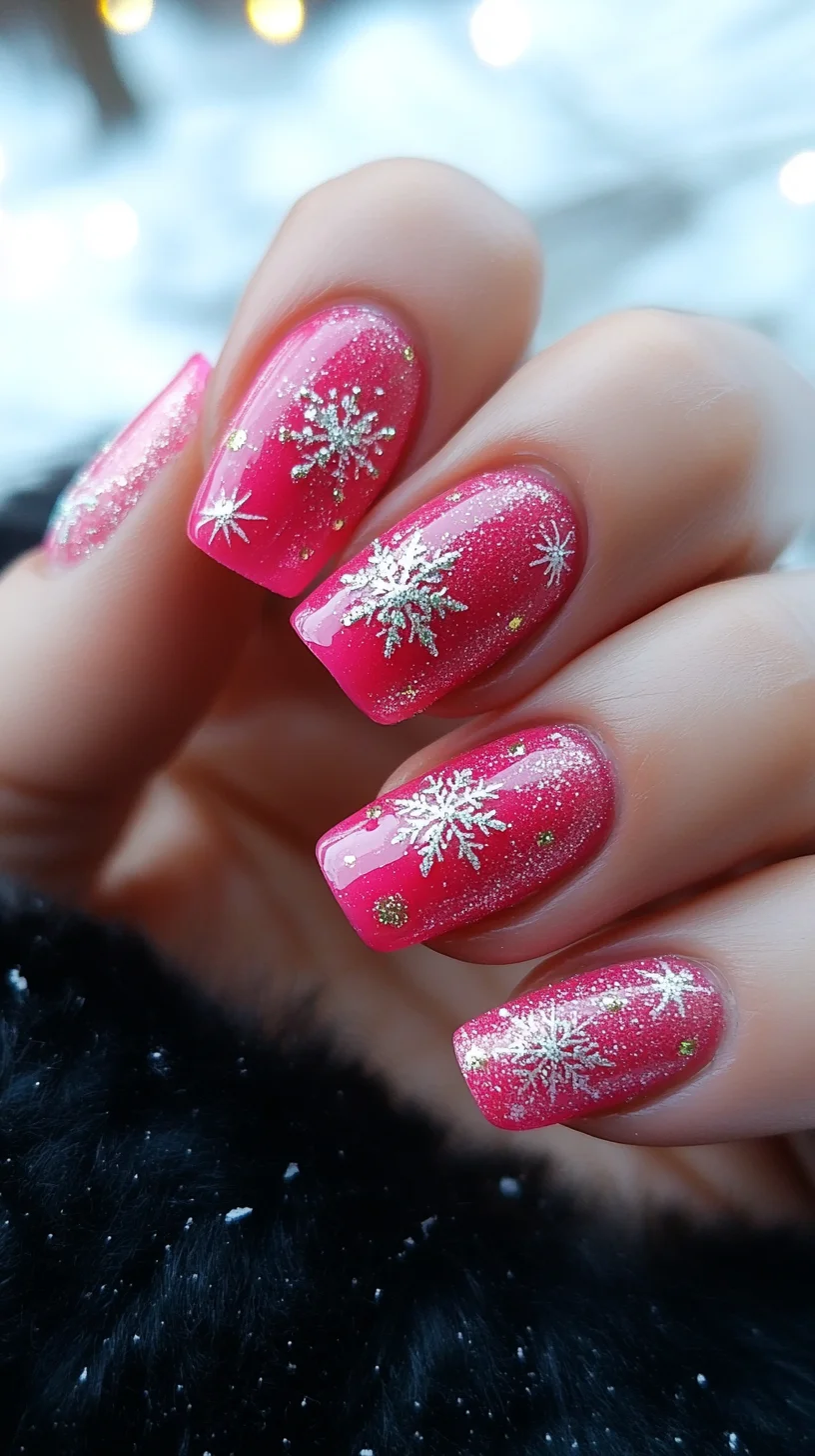 Sparkling Winter Glam: Festive Snowflake Nails for a Dazzling Look