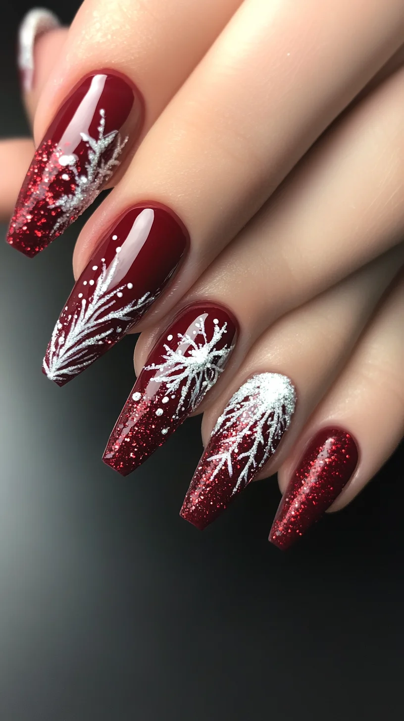 Sparkling Winter Wonderland: Festive Glitter and Frosted Designs for Glamorous Nails