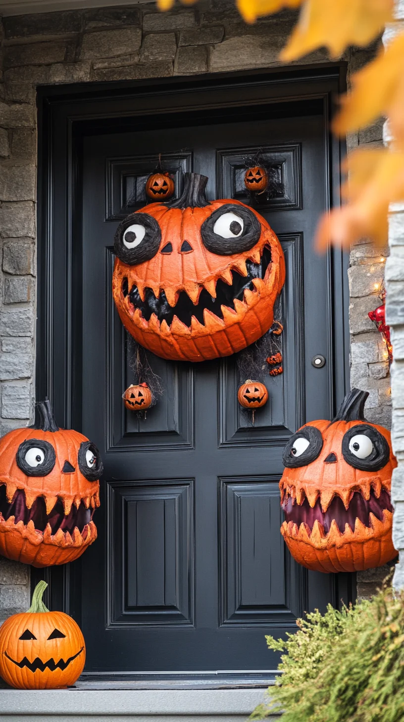 Spooktacular Halloween Charm: Transform Your Entryway with Whimsical Pumpkin Decor