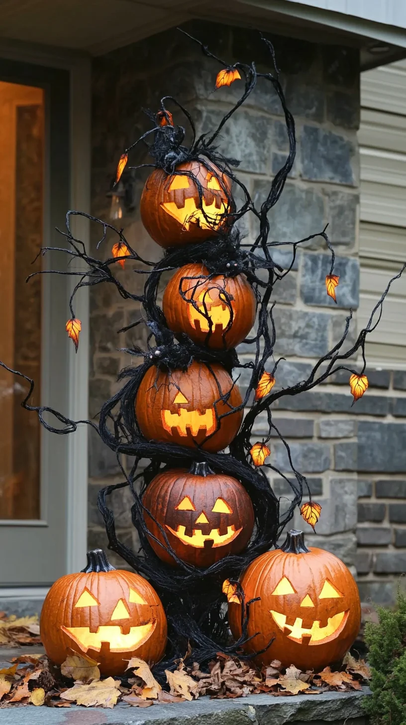 Spooktacular Pumpkin Tower: Elevate Your Outdoor Halloween Vibe!