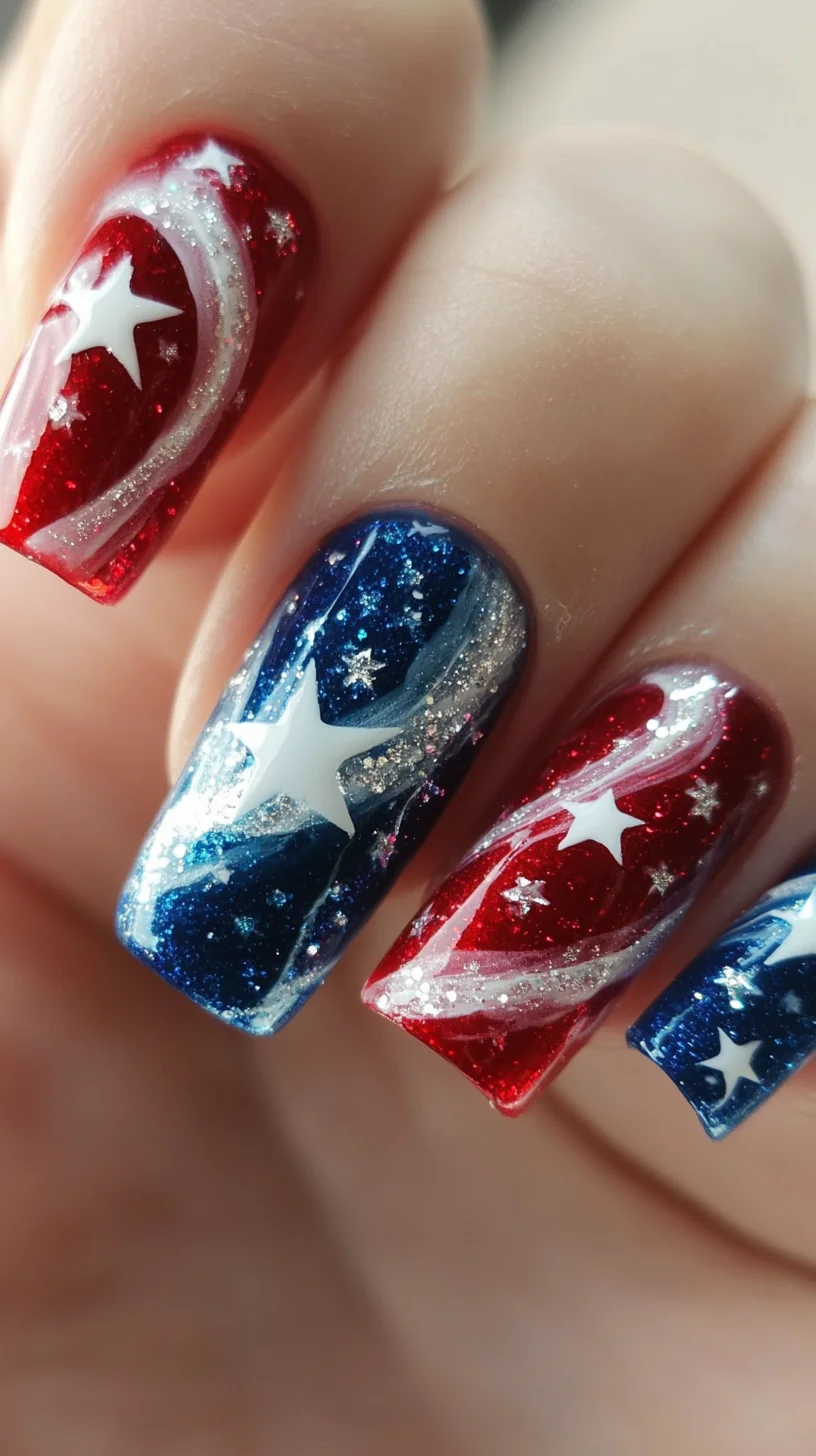 Starry Stripes: Dazzling Red, White, and Blue Nail Art for Every Occasion