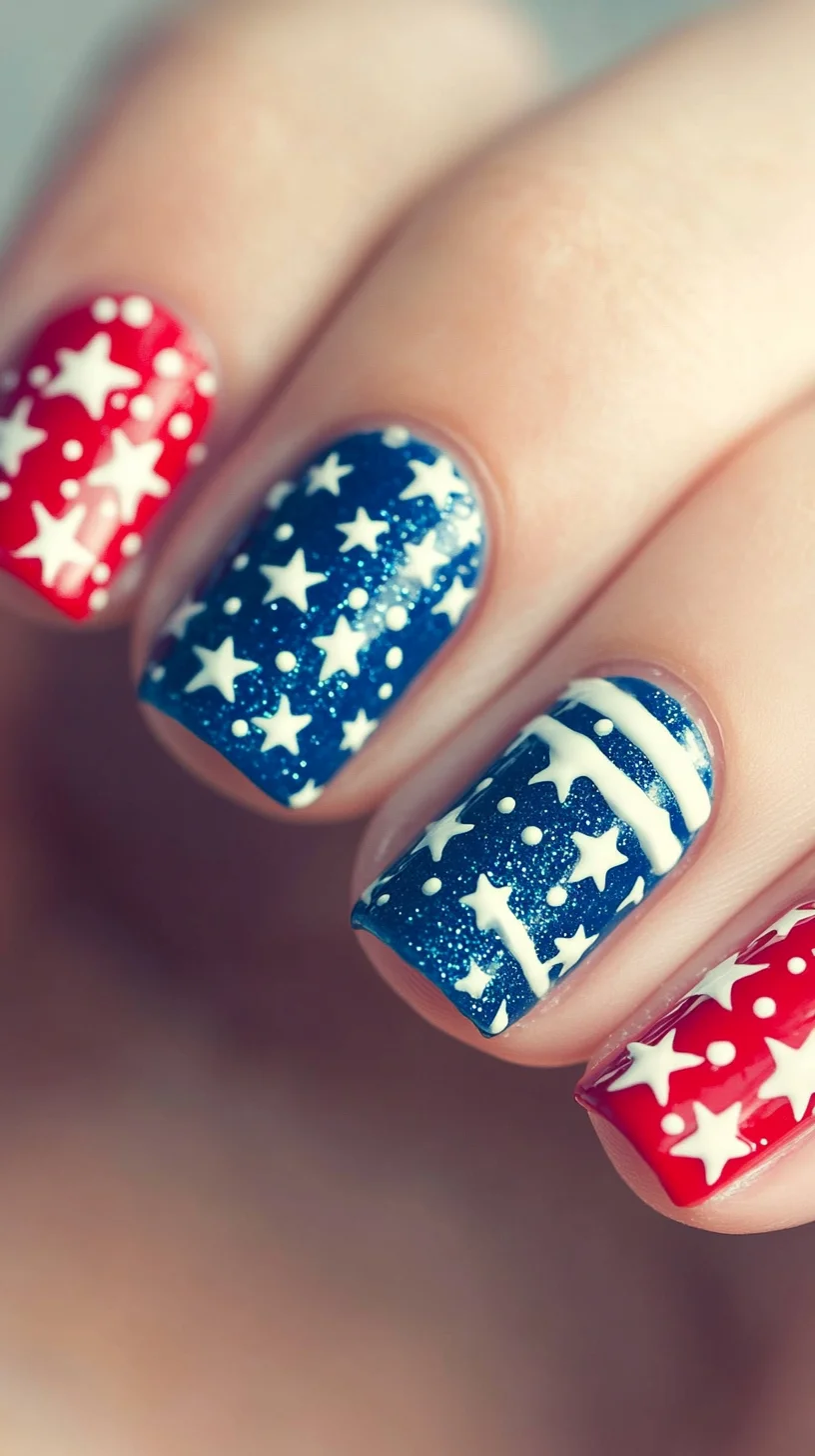 Star-Spangled Glam: Celebrate with Bold Red, White, and Blue Nail Art!