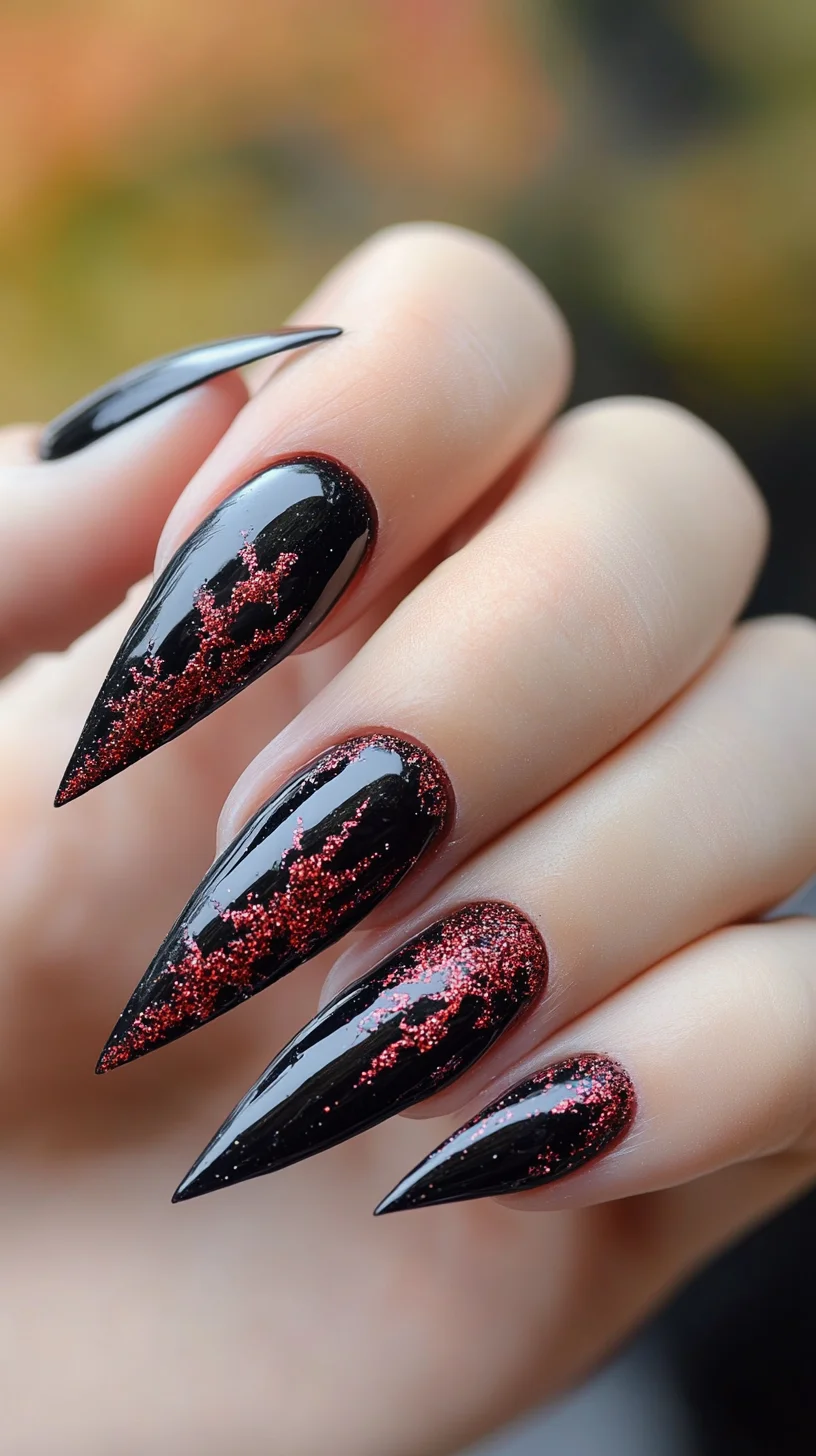 Striking Black and Glitter Nail Art: Elevate Your Style Game